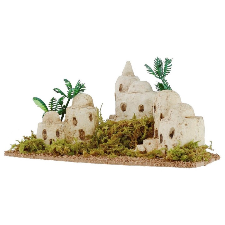Palestinian village with vegetation and palm cm 21x13, 3x10, 5 h