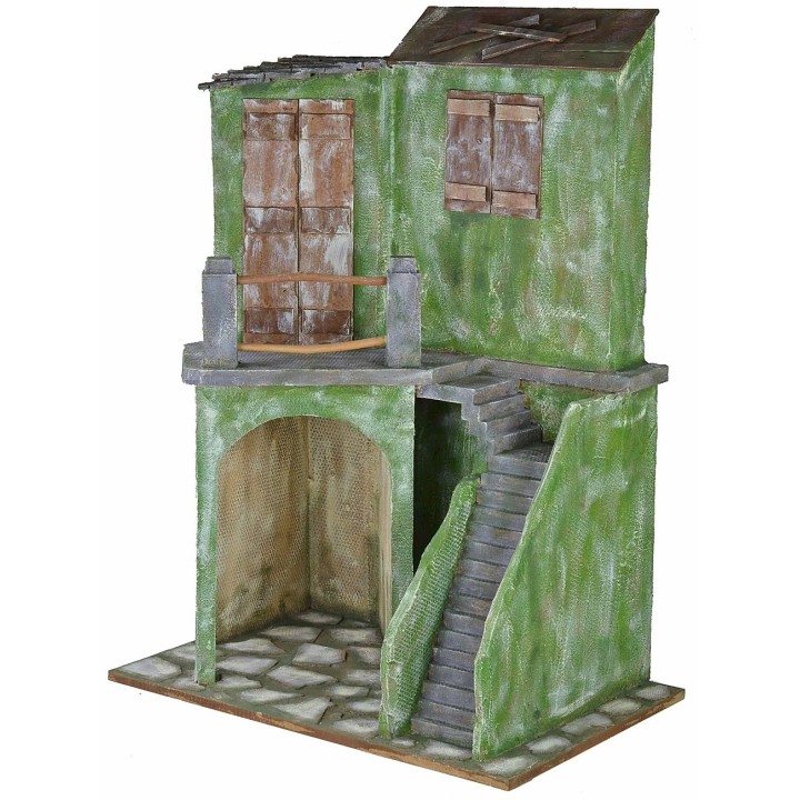 House with staircase and shop cm 58x43x83 h for statues of 30 cm