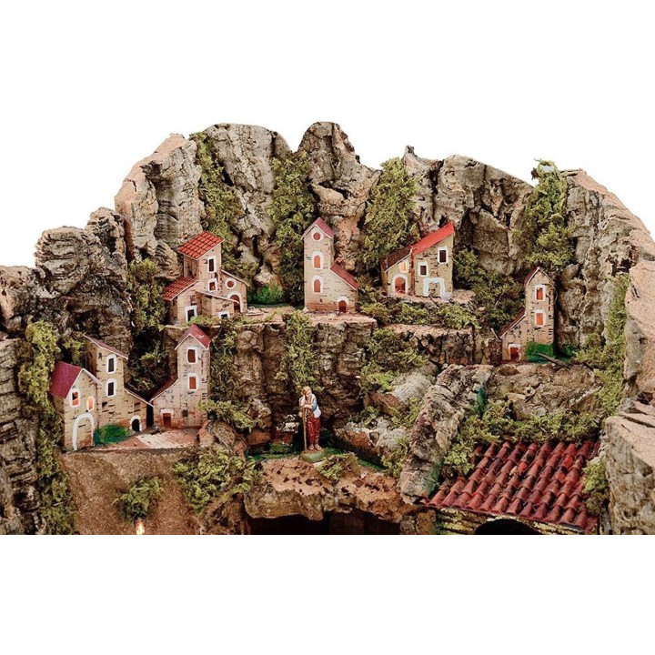 Nacimiento completo con figuras Landi 8 cm Fuente y luces cm