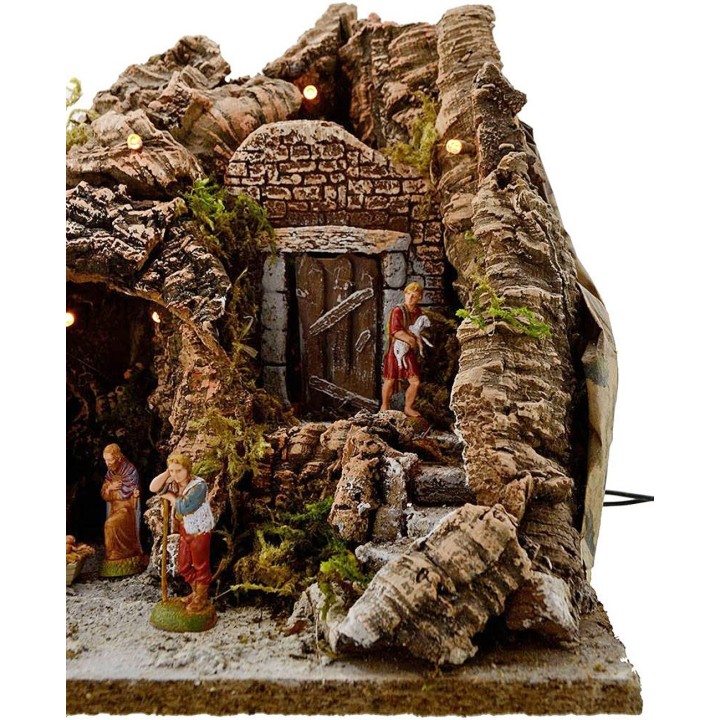 Presepe completo di statue e luci cm 25x20x25 h.