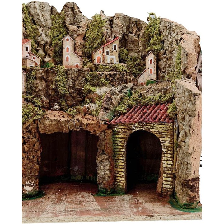Presepe con Fontana e luci cm 45x30x38 h.