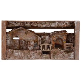 Presepe con capanna e bottega cm 36x11x18 h