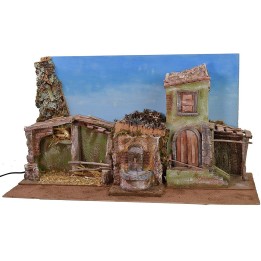 Pesebre con cielo y fuente funcionando cm 70x29x37 h