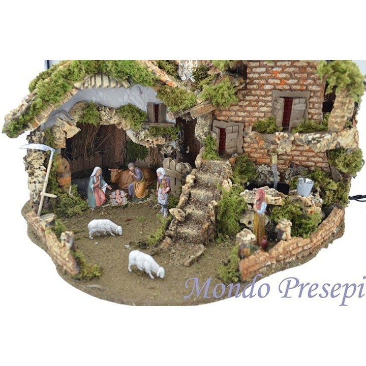 Pesebre con fuente y luces completo cm 56x37x42 h