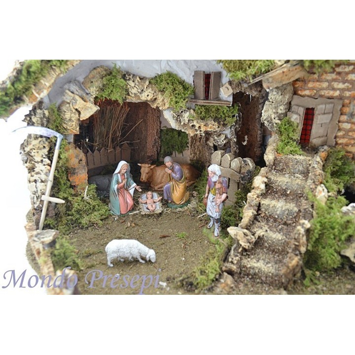 Pesebre con fuente y luces completo cm 56x37x42 h