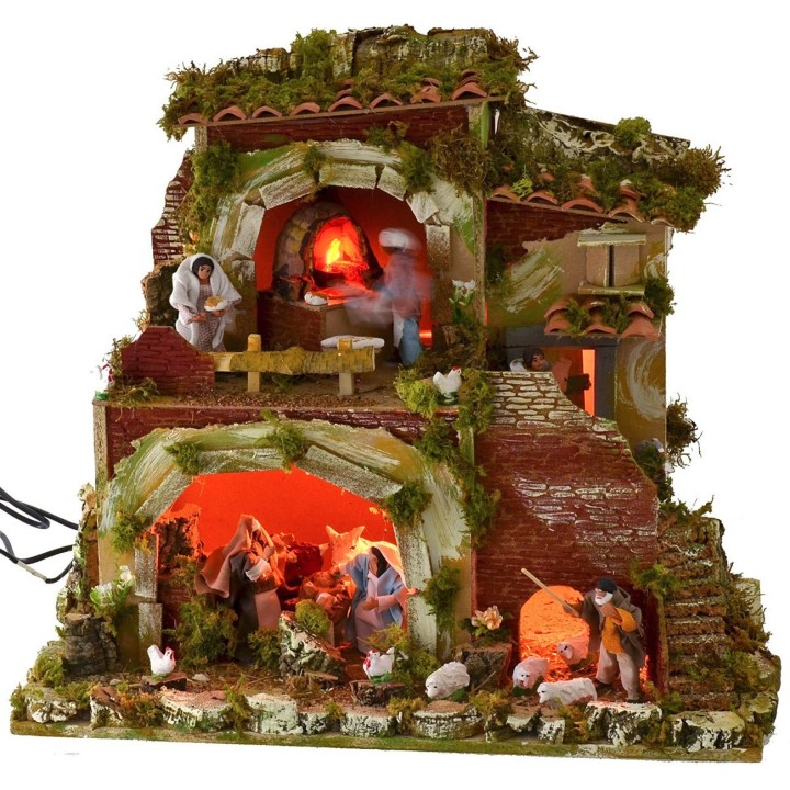 Nativity scene with moving statues cm 57x37x50 h