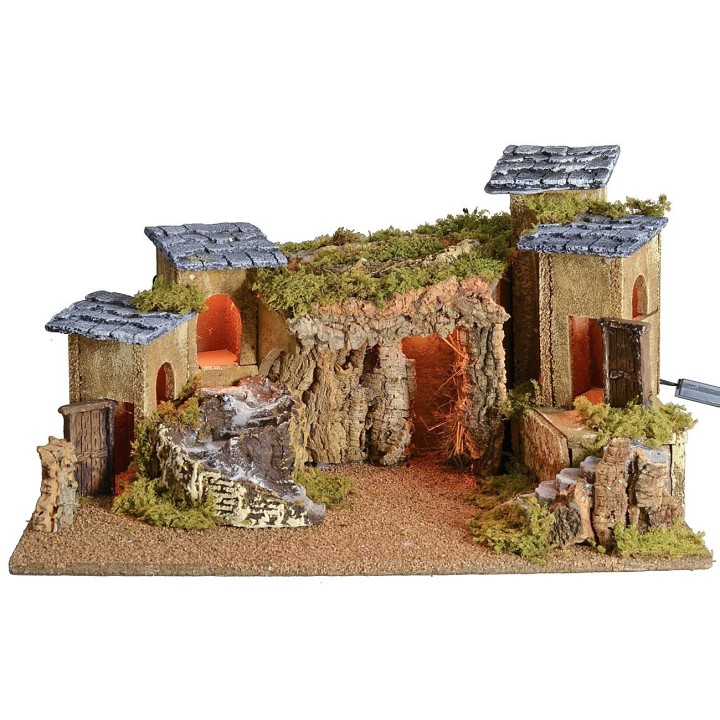 Illuminated nativity scene cm 57x34x31.5 h