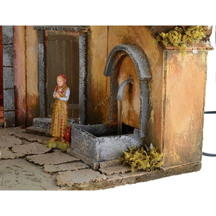 Pesebre iluminado completo de estatuas Landi Moranduzzo con