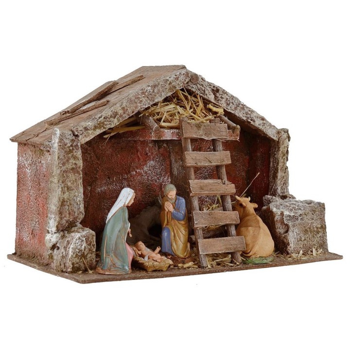 Cabaña completa con Natividad Landi 10 cm y escala cm 29x15x19 h