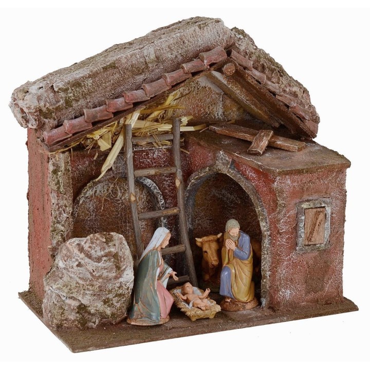 Capanna completa di Natività Landi 10 cm con archi cm