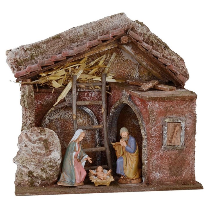 Capanna completa di Natività Landi 10 cm con archi cm