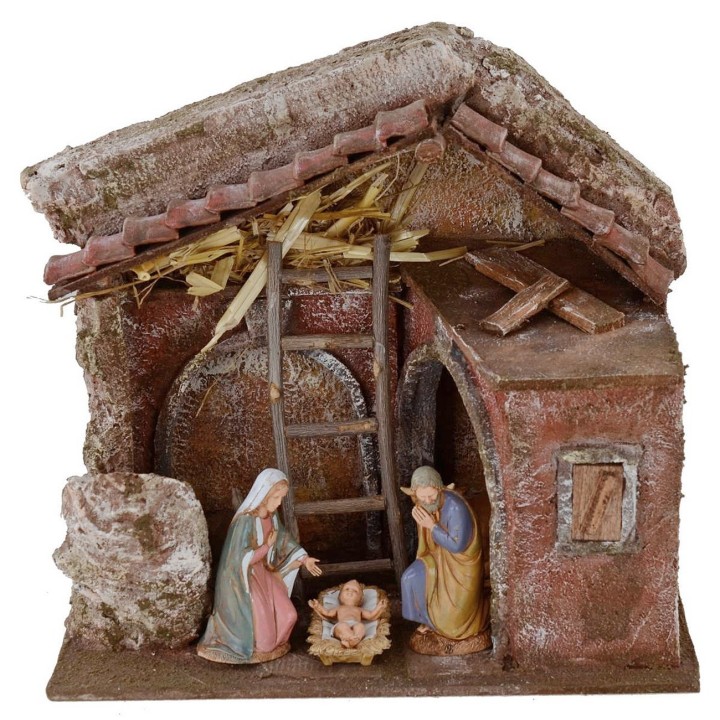 Complete Nativity Landi Hut 10 cm with arches cm 24x14.5x23.5 h