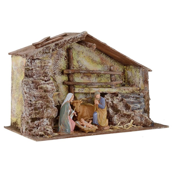 Cabaña completa de Natividad Landi 10 cm con escalinata y