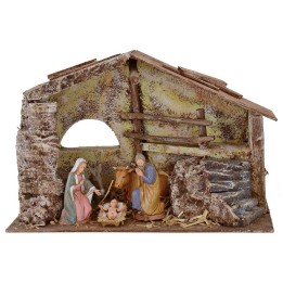 Hut complete with Landi Nativity 10 cm with staircase and barn