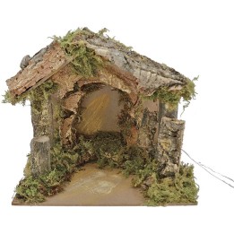 Capanna con luci a batteria per presepe cm 20x14x17 h.