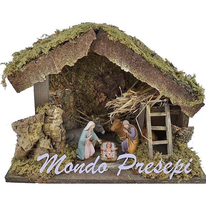 Capanna con natività Landi cm 10 cm 33x18x23
