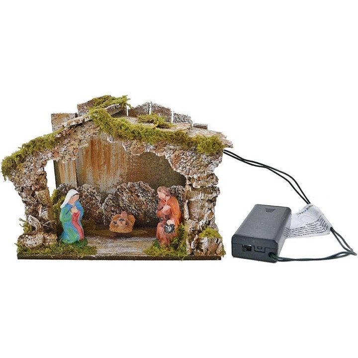 Cabaña con Natividad y luz a batería - Cueva del pesebre