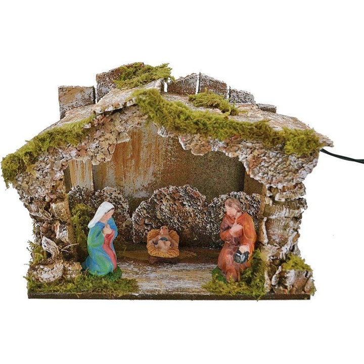 Cabaña con Natividad y luz a batería - Cueva del pesebre