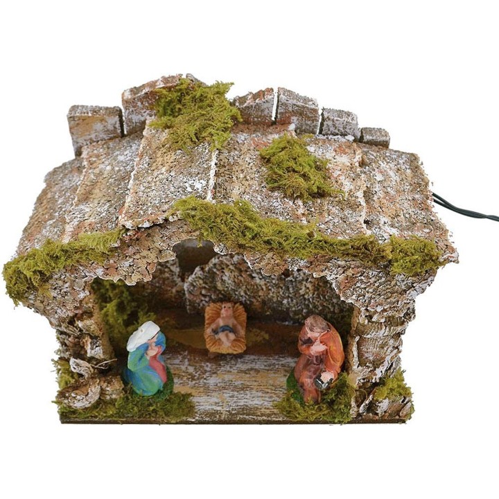Cabaña con Natividad y luz a batería - Cueva del pesebre