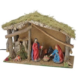 Stable with nativity cm 15 + Fire + Light - Cod. 