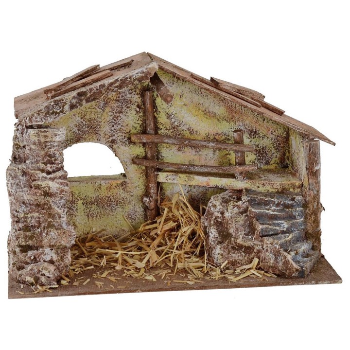 Cabaña con escalera y establo de 29x14,5x18,5 cm de altura para