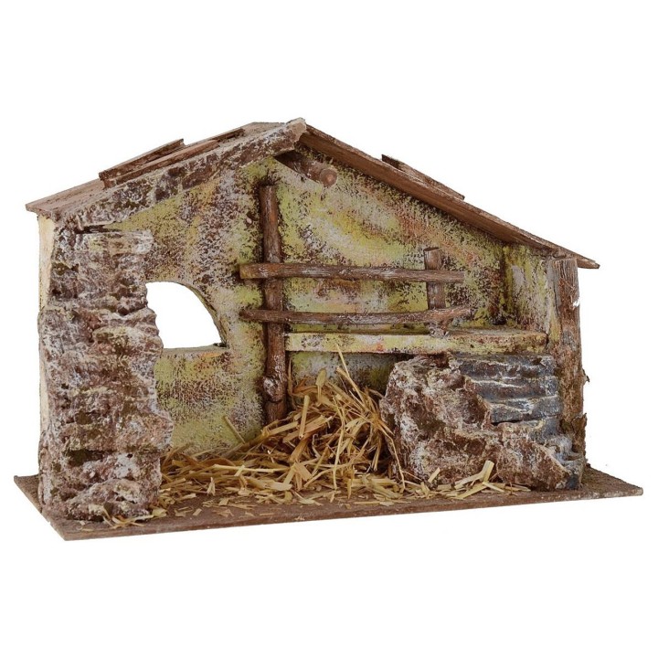 Capanna con scalinata e fienile cm 29x14,5x18,5 h per Natività