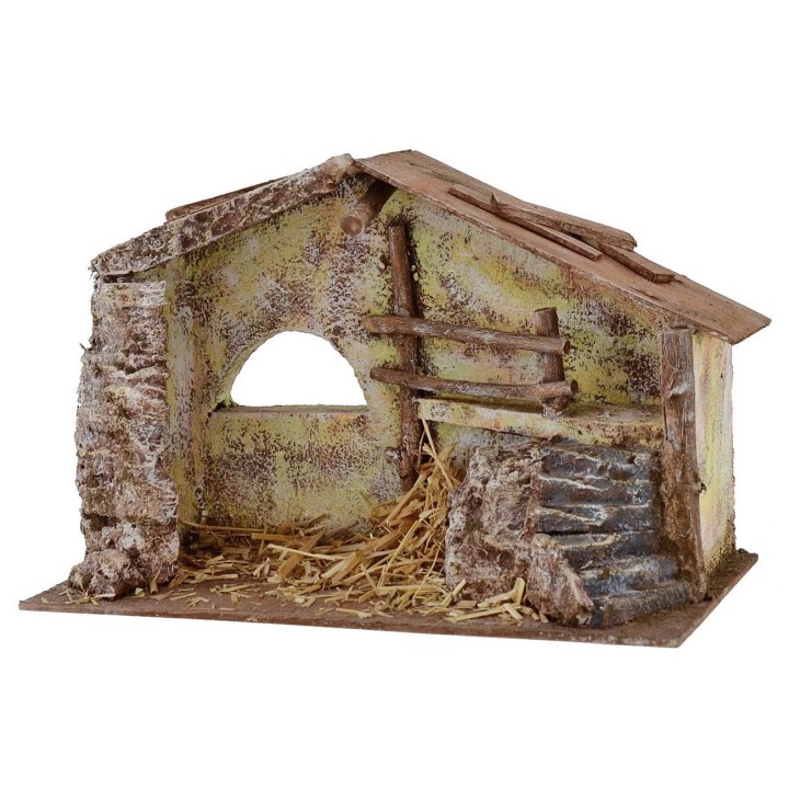 Cabaña con escalera y establo de 29x14,5x18,5 cm de altura para
