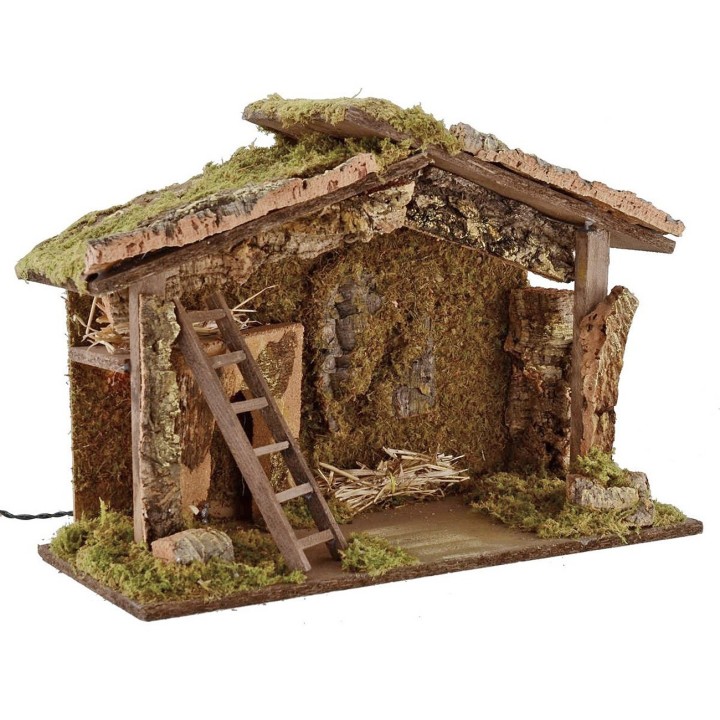 Cabaña iluminada de 49,5x23x35 cm de altura para estatuas de