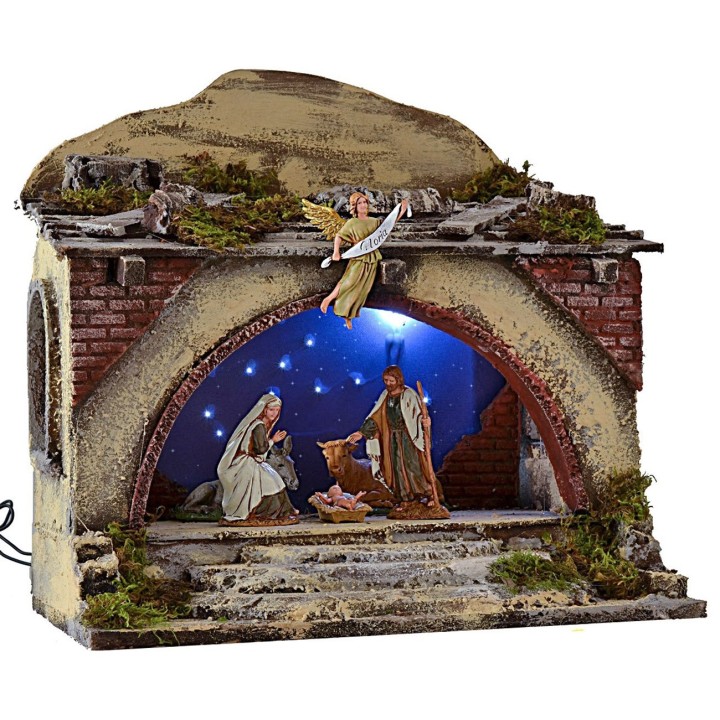Capanna illuminata con scale e cielo stellato tremolante cm
