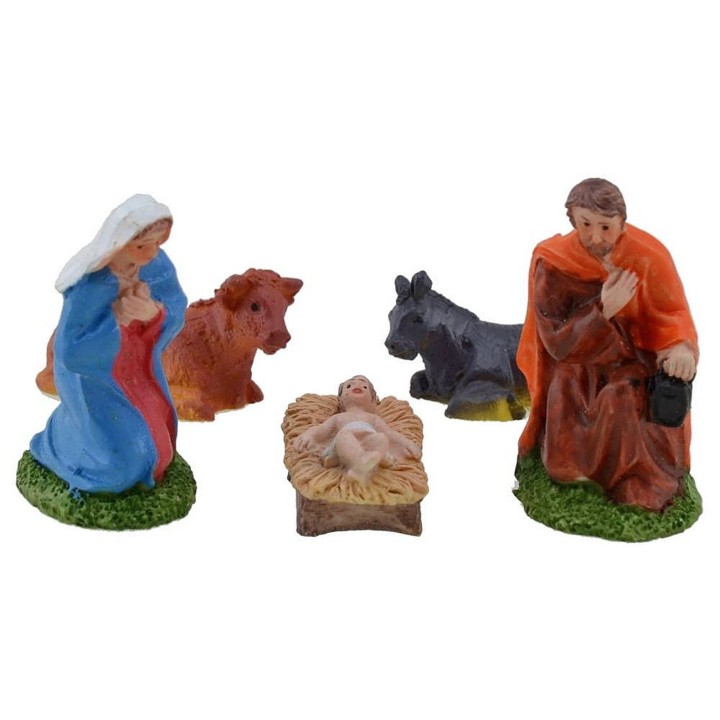Cabaña para belén de 17,5x7x13 cm con Natividad