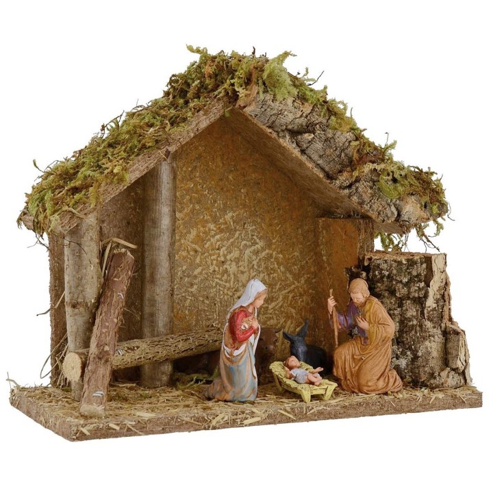 Cabaña para belén con Natividad cm 24x12,5x19,5 h