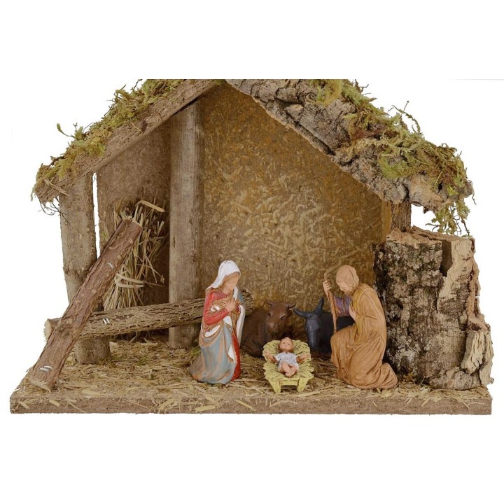 Cabaña para belén con Natividad cm 24x12,5x19,5 h