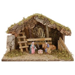 Cabaña para pesebre con Natividad de 39x24x24 cm h