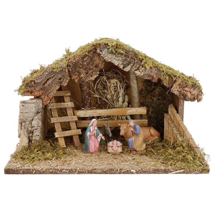 Nativity hut for nativity scene with dimensions 39x24x24 cm h