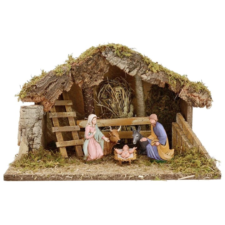 Nativity hut for nativity scene with dimensions 39x24x24 cm h