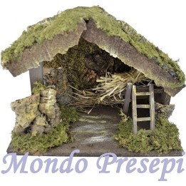 Capanna presepe con mangiatoia cm 33X18X23