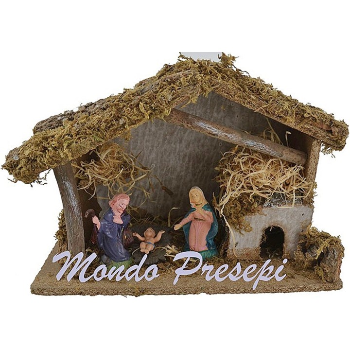 Capanna presepe con natività cm 8