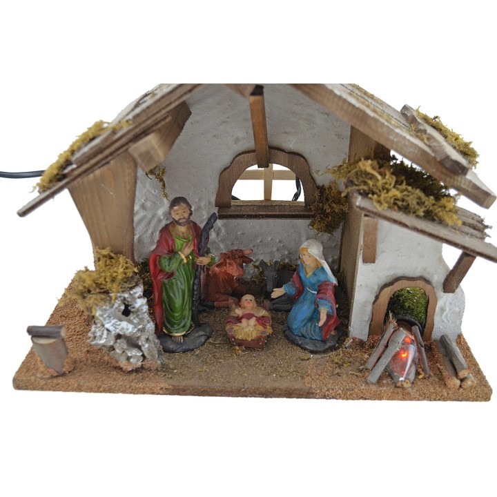 Cabin style hut with nativity and fire - Cod. 