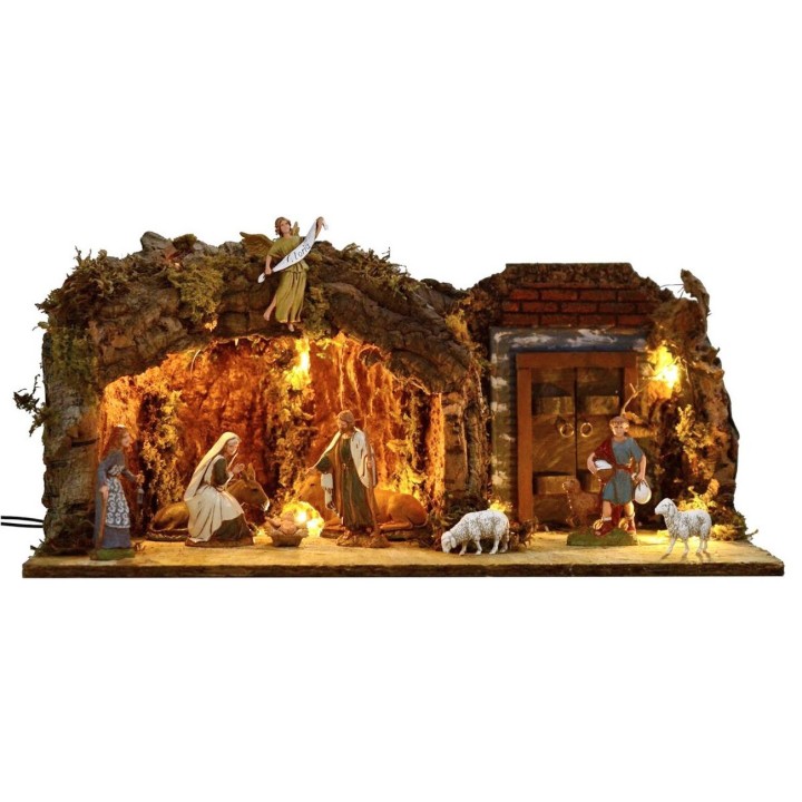 Cueva con portón iluminado de 12 cm 49x25x20 h completa con
