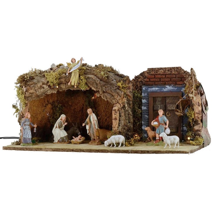 Grotta con portone illuminati cm 12 49x25x20 h completa di