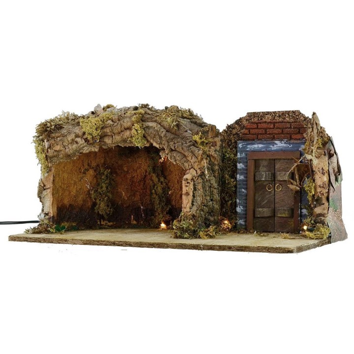 Cueva con portón iluminado de 49x25x20 cm de altura para