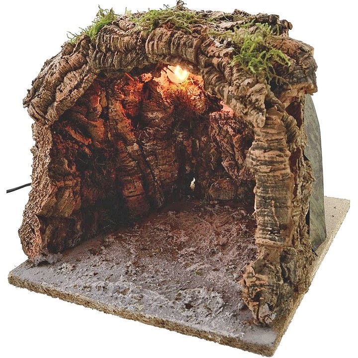 Illuminated grotto presepe cm 30x30x23 h.
