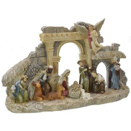 Tempio con Natività cm 29X6,5X18 h