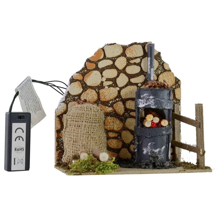 Ambientazione per castagnara con forno funzionante cm 15x10x14,5