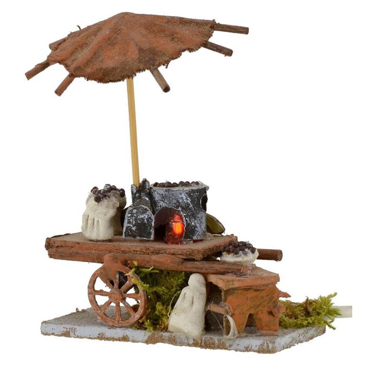 Carro castañero con fuego funcional 7,5x3,5x9 h cm para