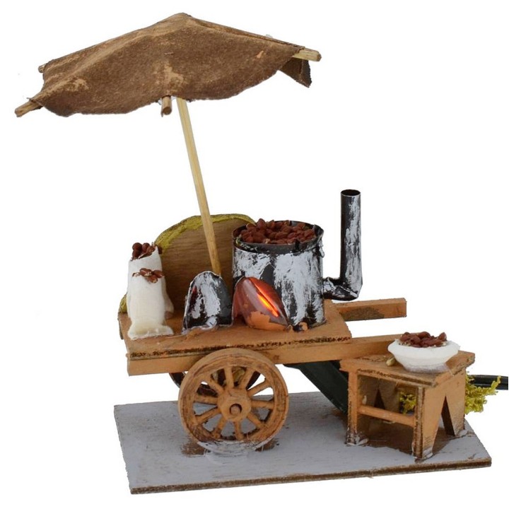 Carro castañero con fuego funcional 11x6,5x13,5 h cm para