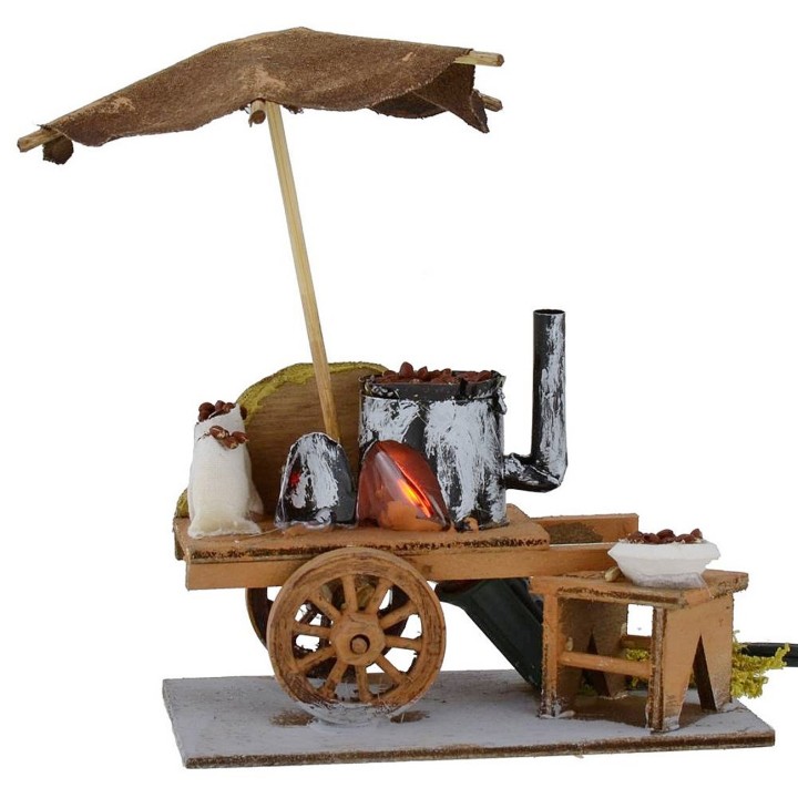 Carro castañero con fuego funcional 11x6,5x13,5 h cm para