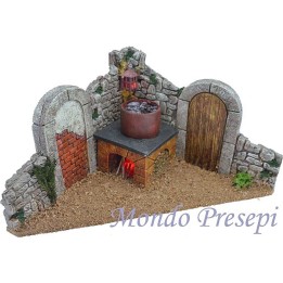 Kitchen with pot effect boiling and the fire and
