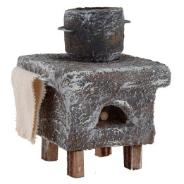 Forno a legna con pentola per Presepe cm 6x6x8,5 h per statue