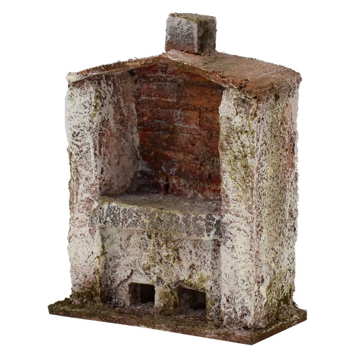 Oven with central fireplace for nativity scene cm 13x6x14 h.